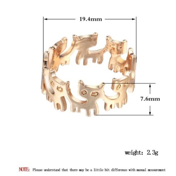 Gold Tone or Silver Tone Cat Band Ring Size 6 - Picture 6 of 8